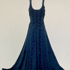 Navy Lace-Up Maxi Dress